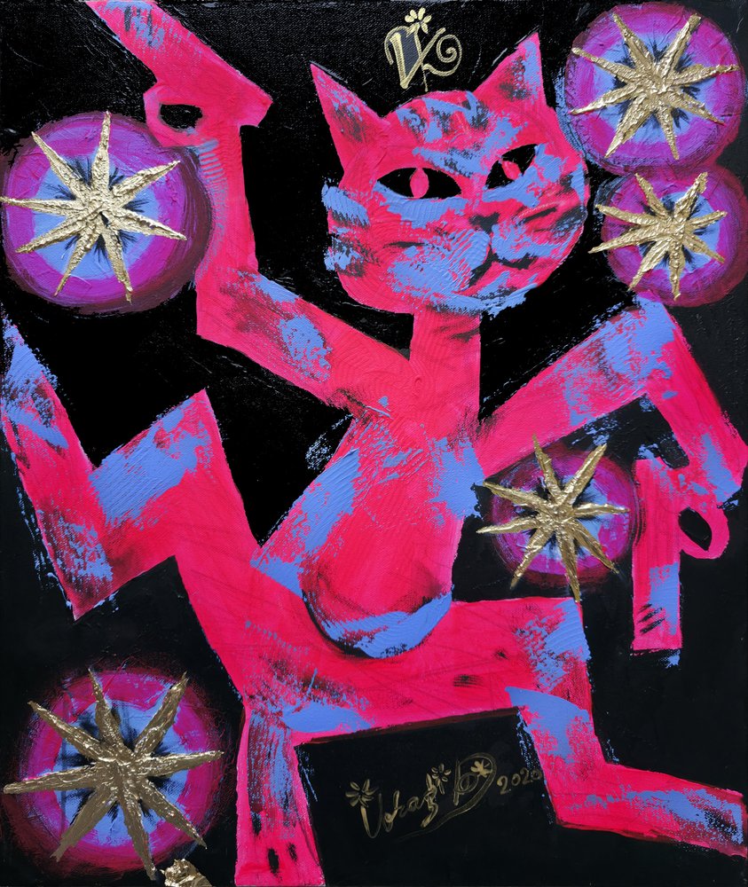 Chat néon aux couleurs vives - Kanat Ibragimov