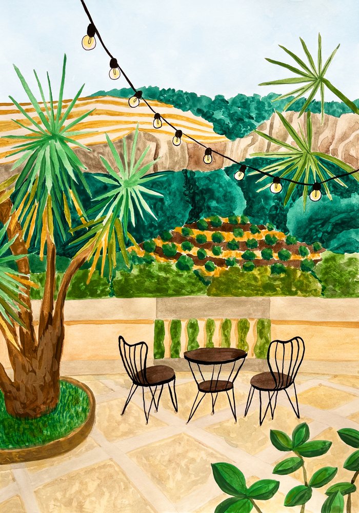 Vue sur une terrasse verdoyante - Karen Menzenbach