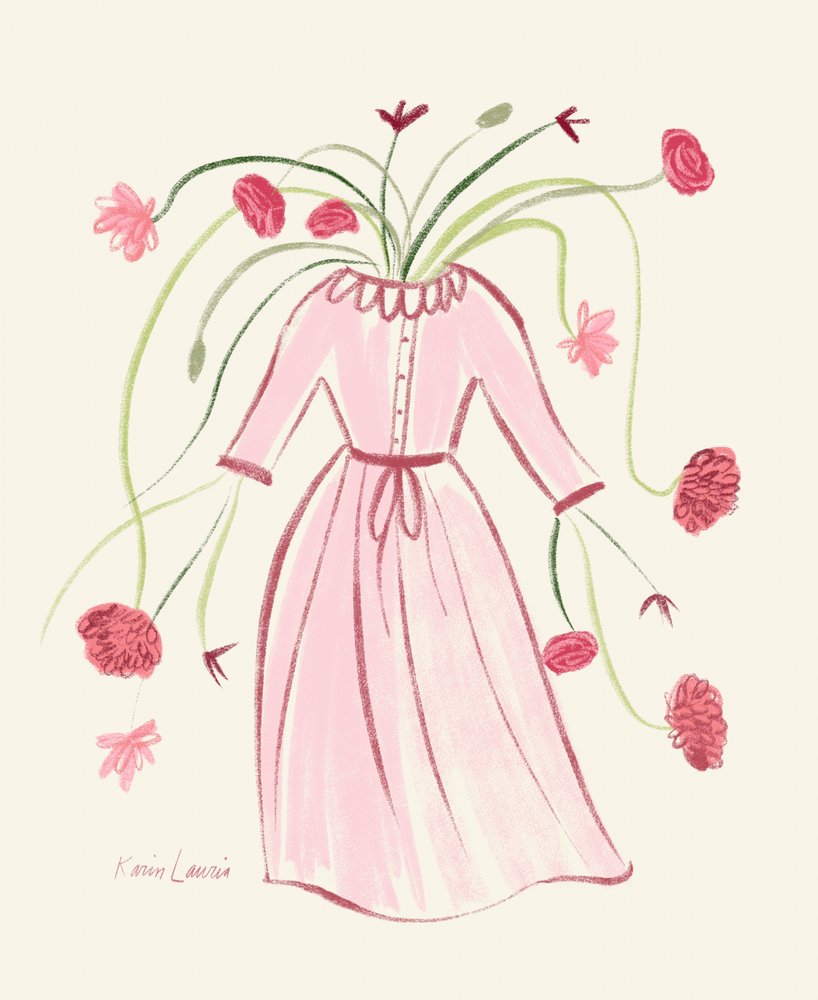 Robe rose fleurie - Karin Lauria