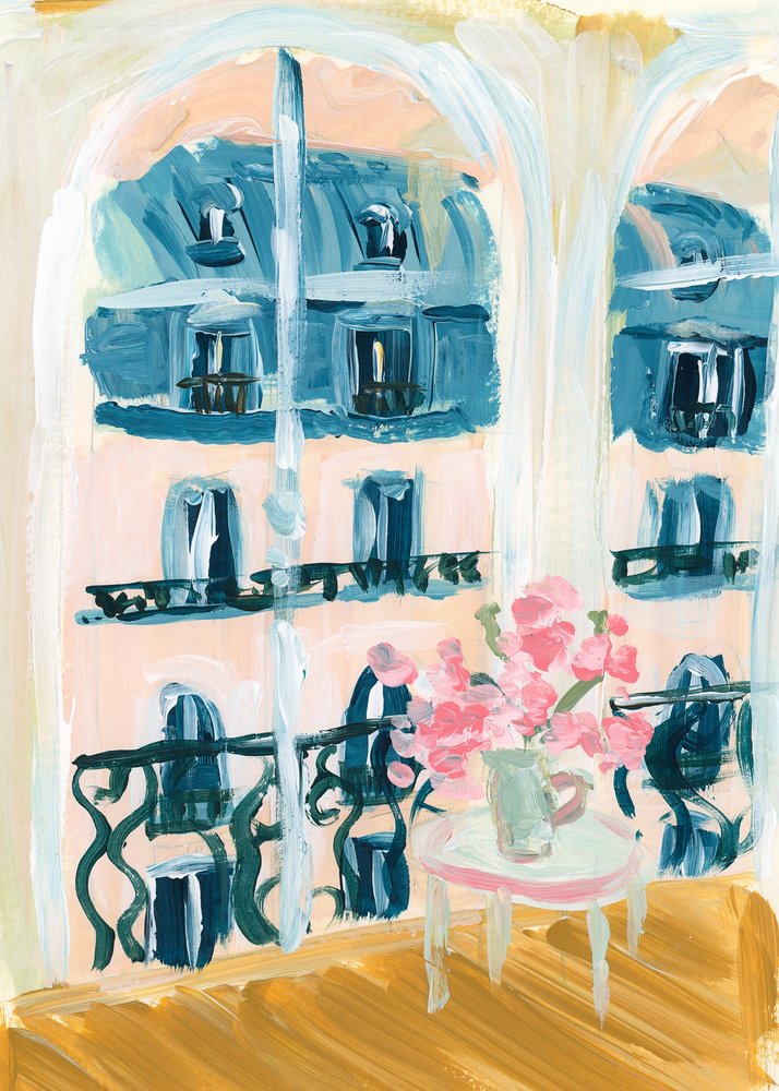Peinture acrylique représentant un appartement à Paris - Katharina Puritscher