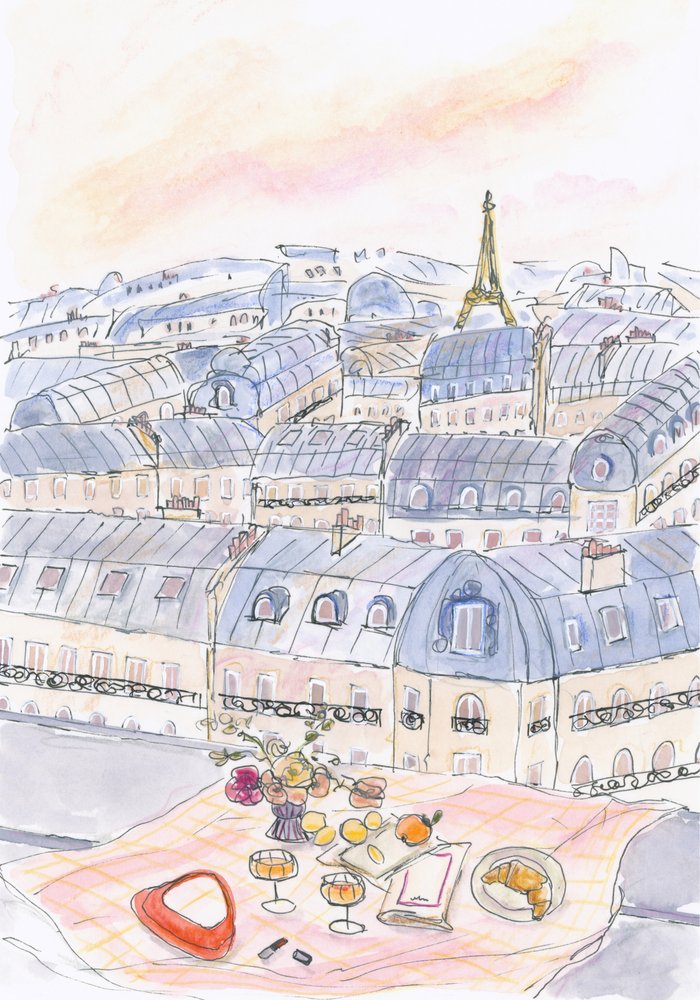 Pique-nique sur un toit parisien avec vue sur la Tour Eiffel - Katharina Puritscher
