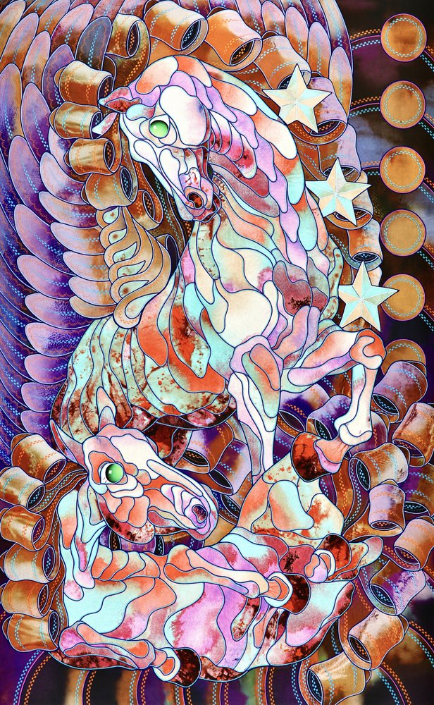 Chevaux fantastiques en vitrail - Kostyantin Malginov