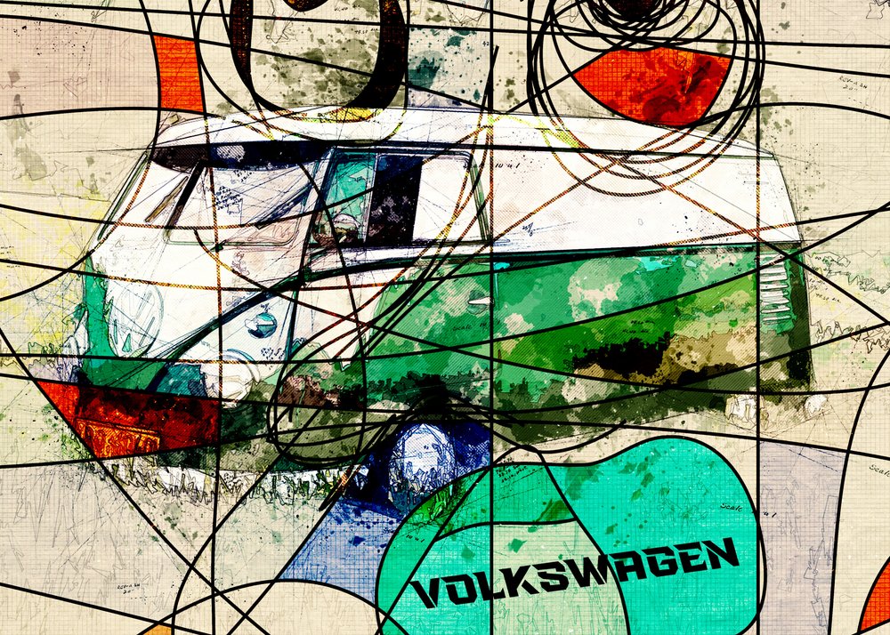 Un bus hippie haut en couleur - Lembayung senja studio [Vintage Poster]