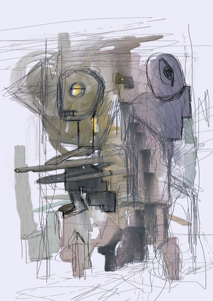Robots abstraits et énigmatiques - Lembayung senja studio [Vintage Poster]