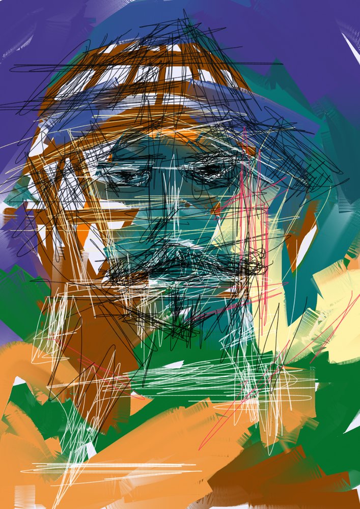 Portrait abstrait intense - Lembayung senja studio [Vintage Poster]