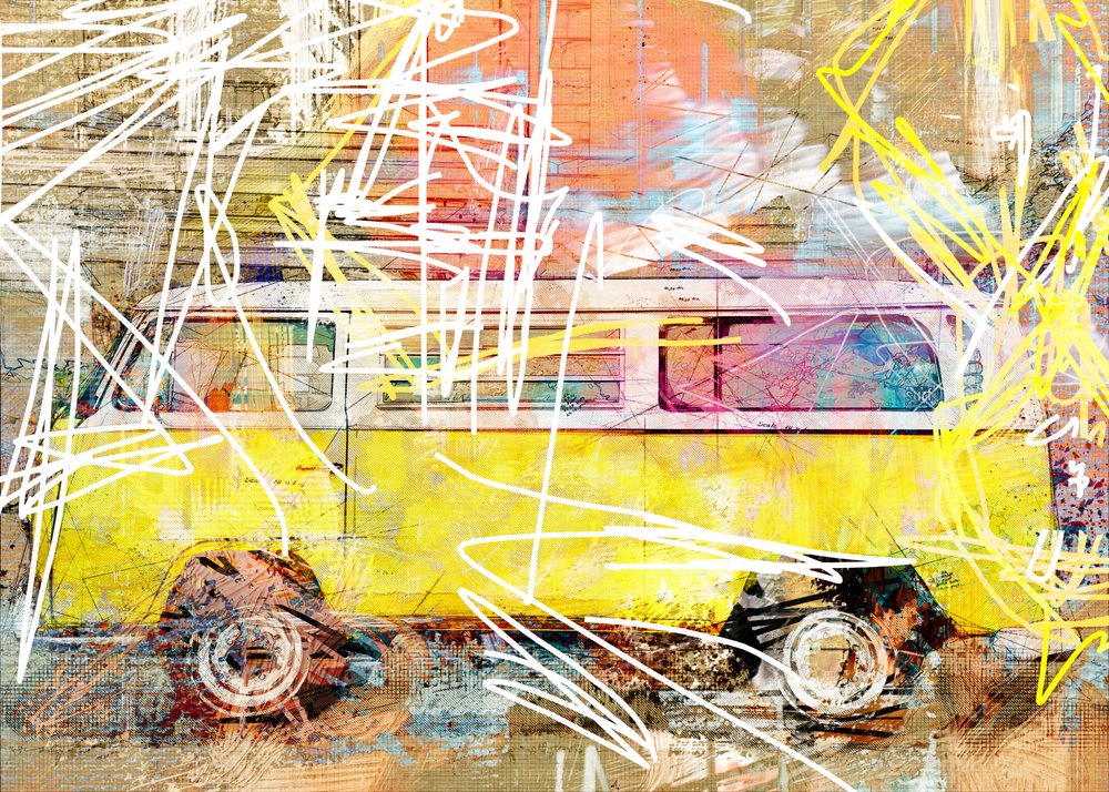 Retro Van Street Art - Lembayung senja studio [Vintage Poster]