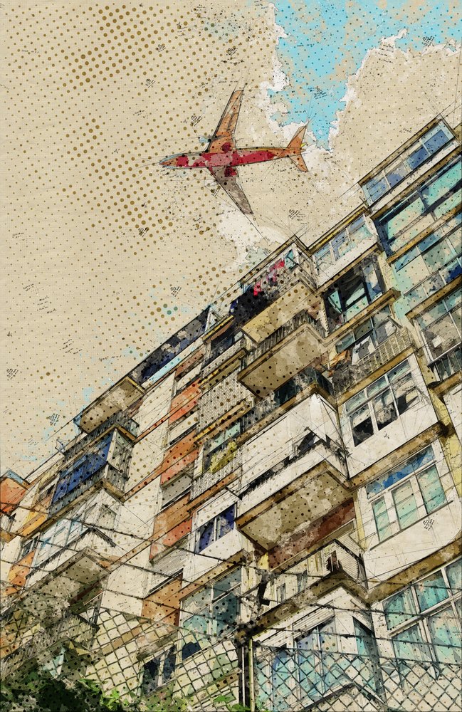 Trajectoire de vol urbaine - Lembayung senja studio [Vintage Poster]