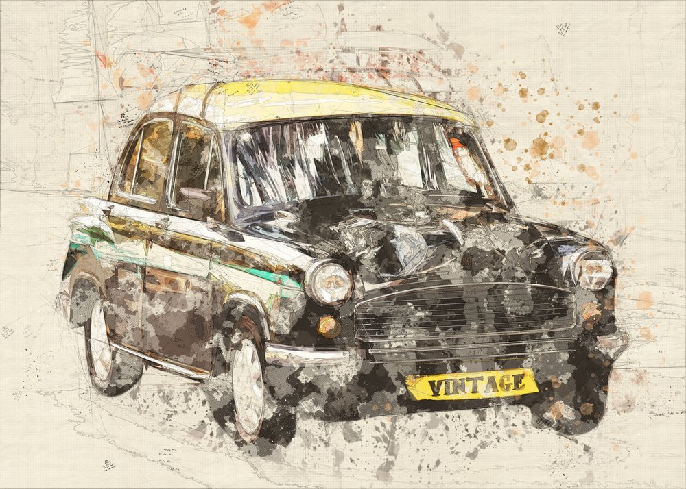 Art taxi vintage - Lembayung senja studio [Vintage Poster]