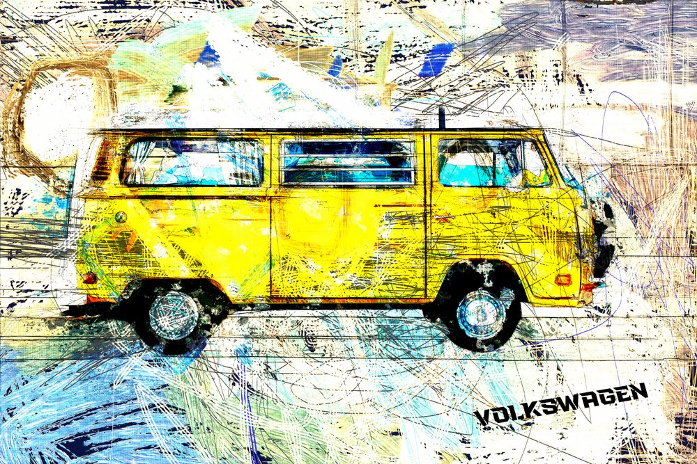 Yellow Surf Van - Lembayung senja studio [Vintage Poster]