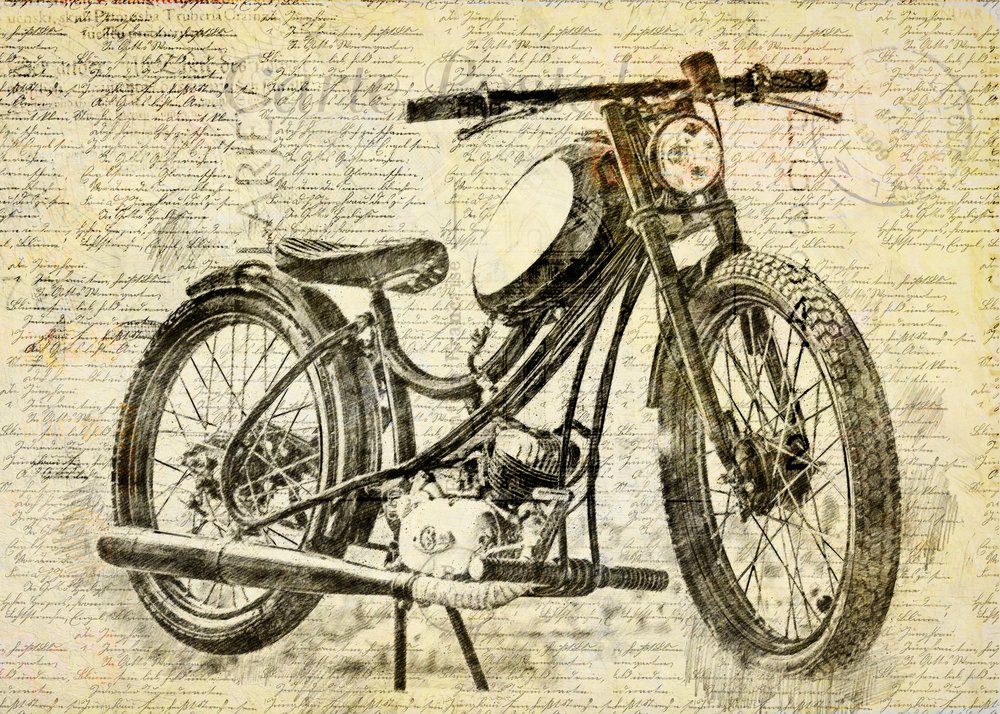 vieille moto - Lembayung senja studio [Vintage Poster]