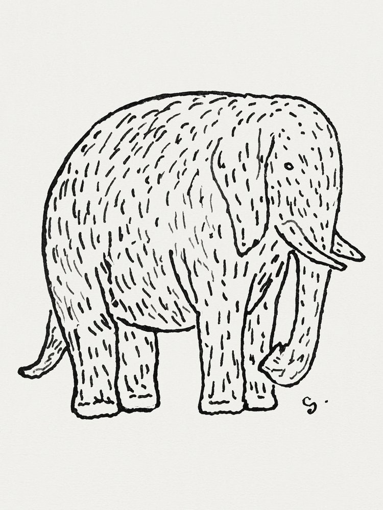 Éléphant (vers 1891-1941) – Dessin en haute résolution de Leo Gestel - Leo Gestel