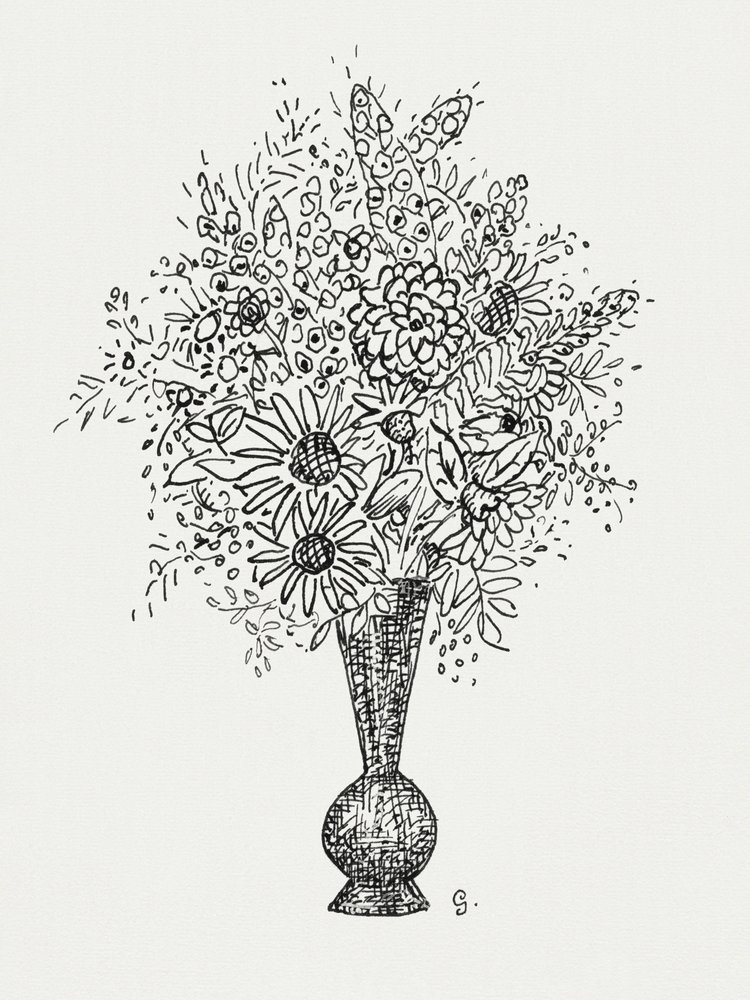 Vase à fleurs (vers 1891–1941) – Dessin en haute résolution de Leo Gestel. - Leo Gestel