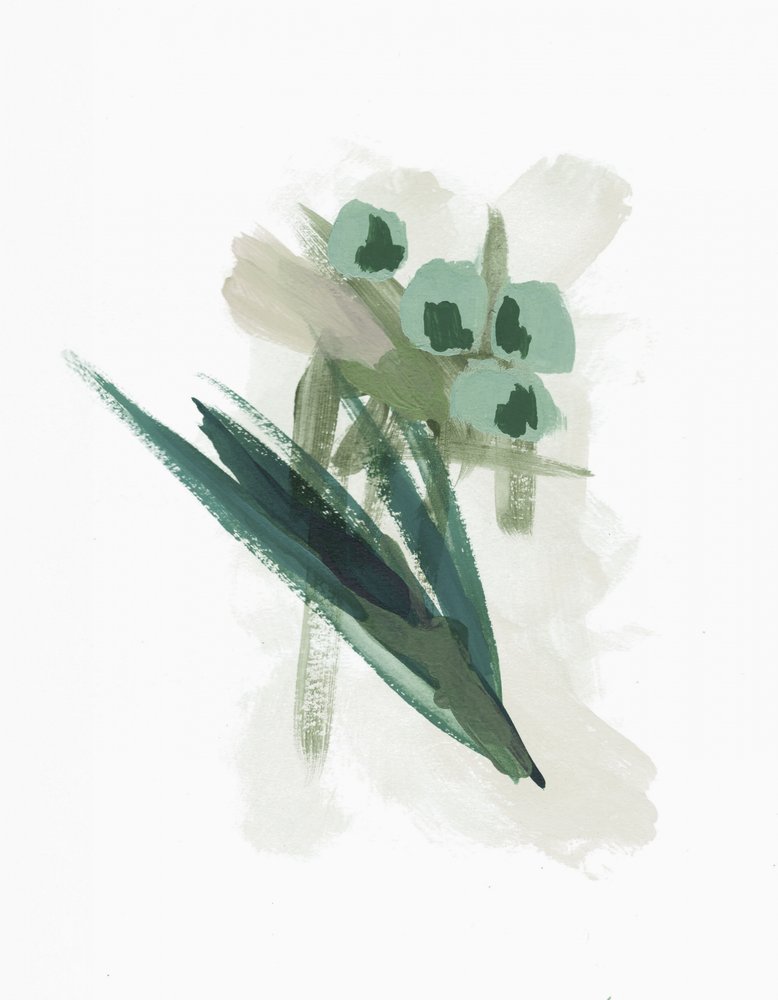 Fleurs vertes abstraites - Lori Ann Folz