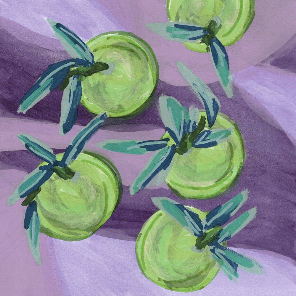 Fruit vert sur fond violet - Lori Ann Folz