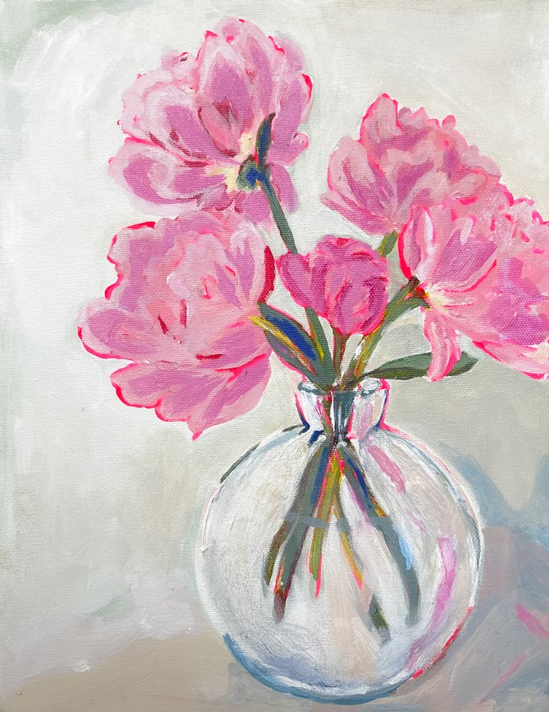 Vase en verre à fleurs roses - Madison Phipps