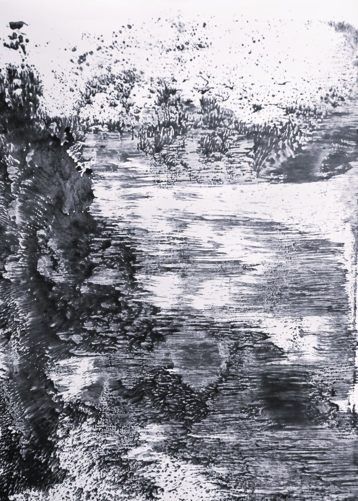 Reflet sur la rivière en noir et blanc - Maira Ribena