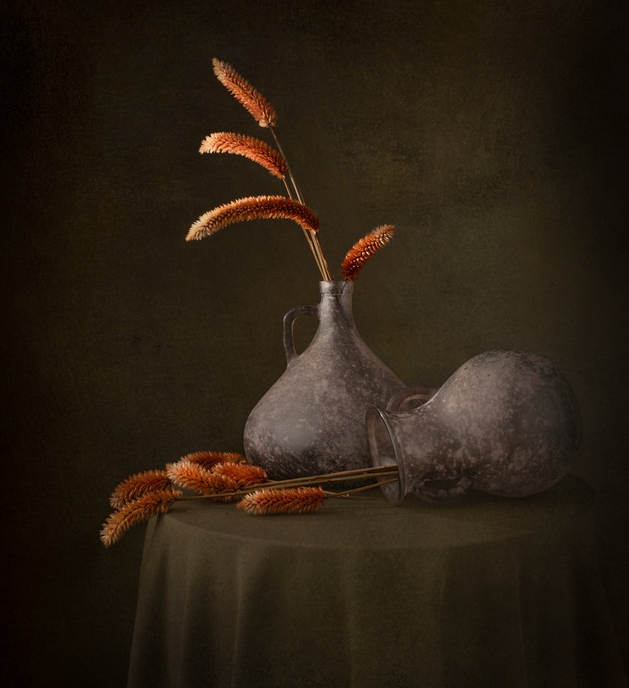Cruches tranquilles et herbes séchées - Margareth Perfoncio
