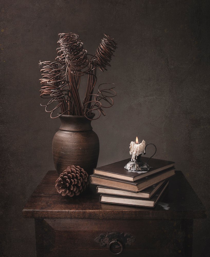 Nature morte rustique à la lueur des bougies - Margareth Perfoncio