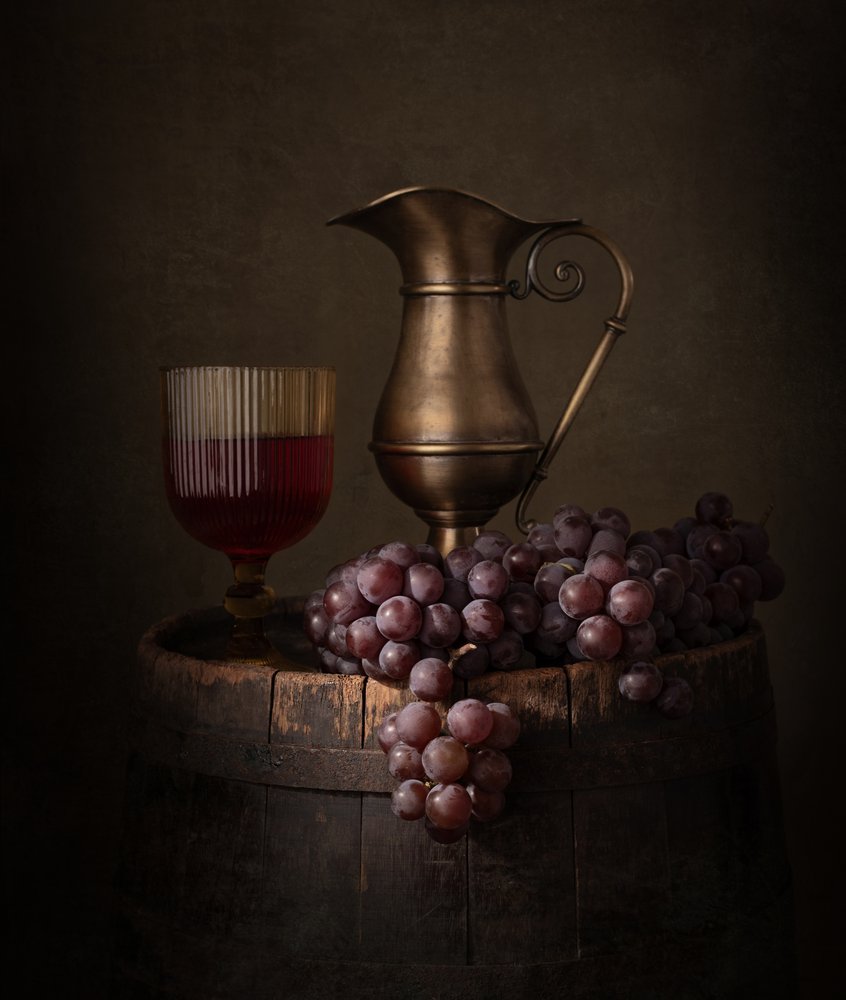 Nature morte rustique avec du vin - Margareth Perfoncio