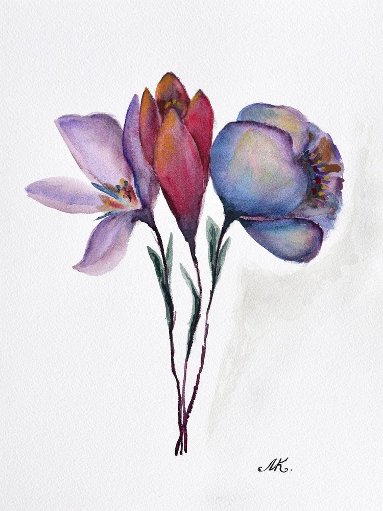 Fleurs aquarellées colorées - Marina Kozyr