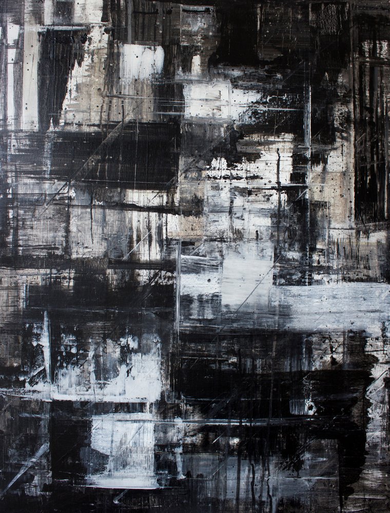 Abstrait noir et blanc texturé - Marloes Aerts