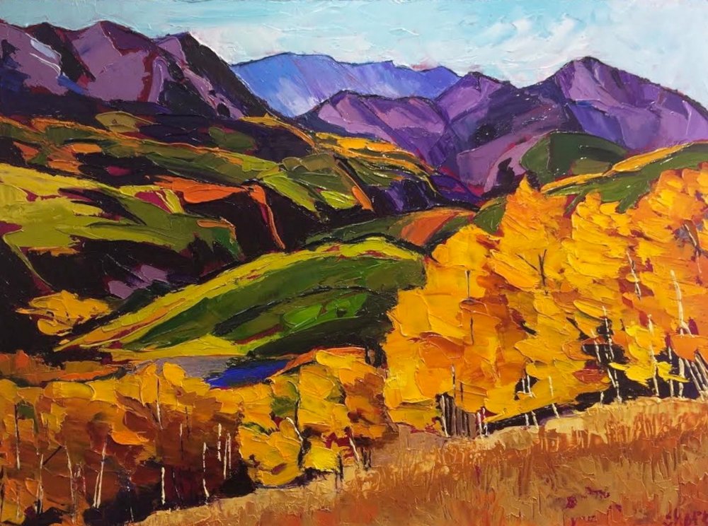Vue sur la montagne Golden Aspen - Maxine Shore