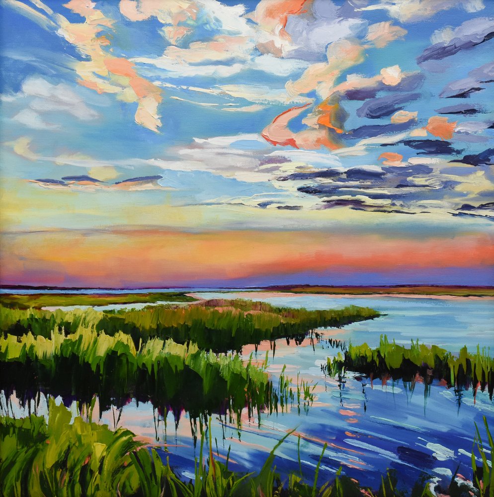 Coucher de soleil éclatant sur les marais - Maxine Shore