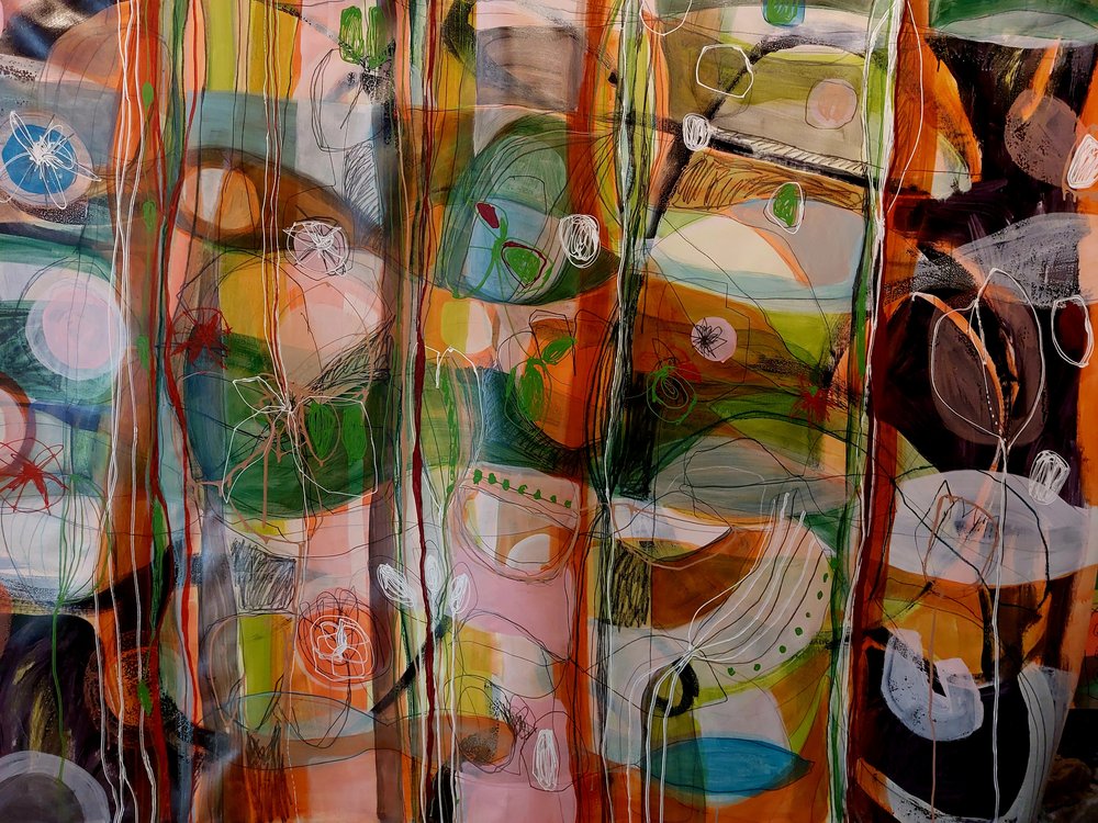 Jardin abstrait aux couleurs vives - Monika Riethmueller