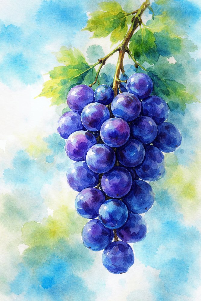 Aquarelle « Raisins violets » - Natalie Bruns
