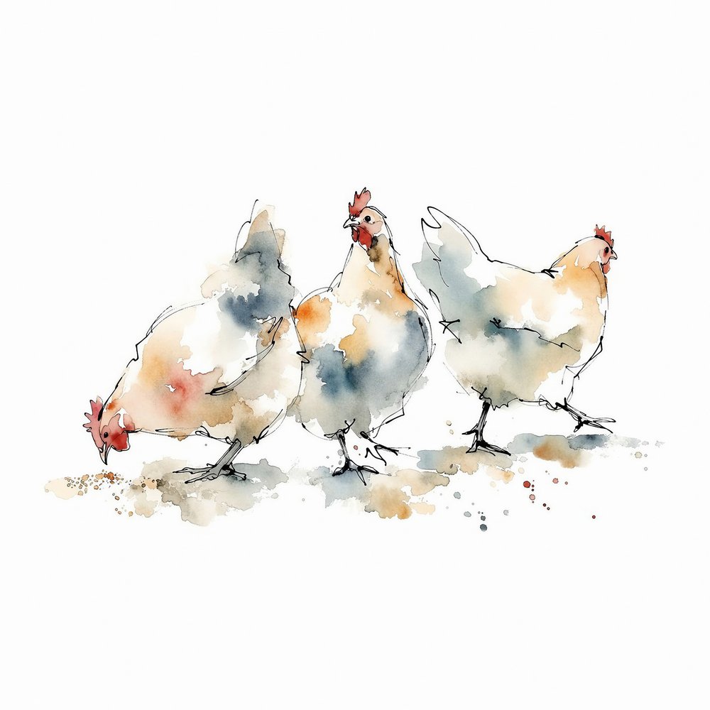Les poules de la ferme Watercolor - Natalie Bruns