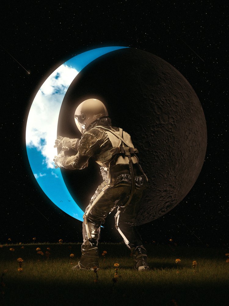 Un astronaute tenant la Lune - Nicebleed