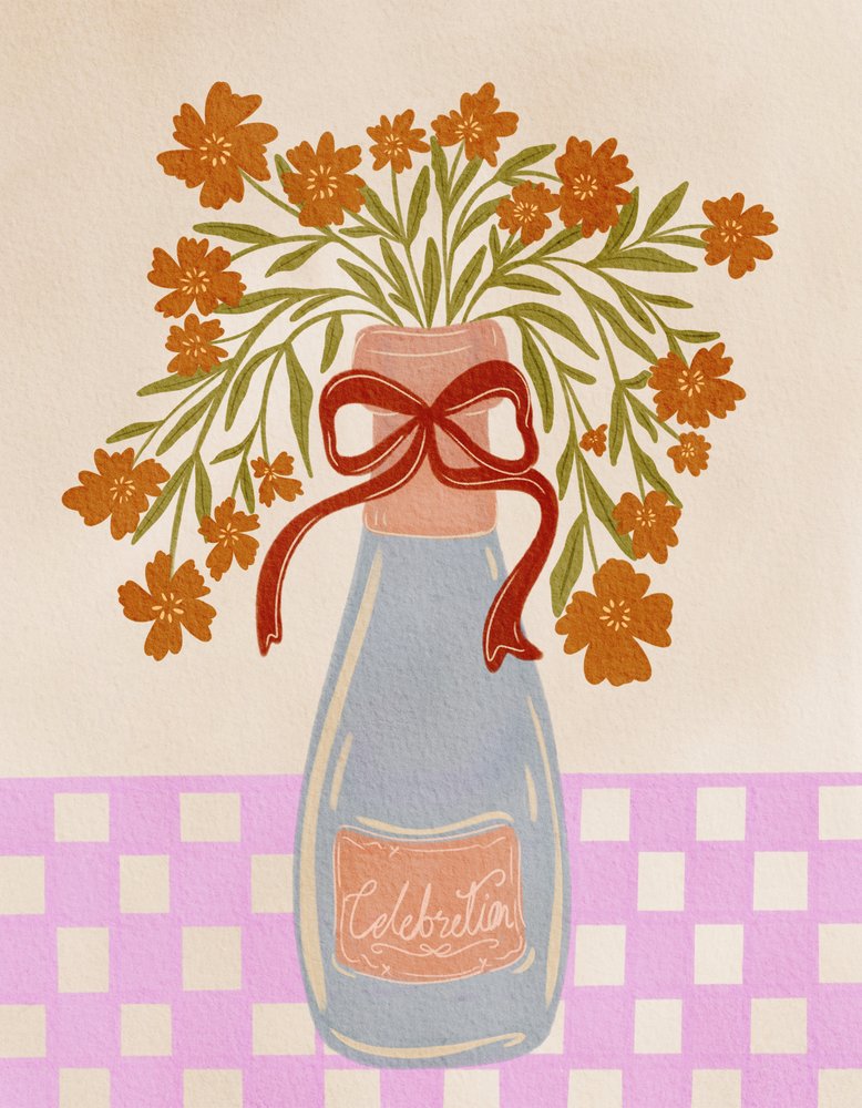 Bouteille de champagne décorée de fleurs festives - Nikita Jariwala