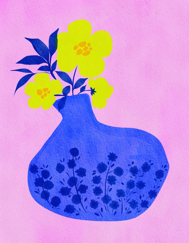 Vase bleu « Fleurs éclatantes » - Nikita Jariwala