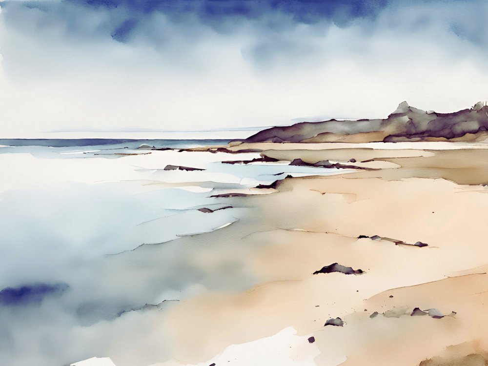 Aquarelle côtière sereine - Ohkimiko