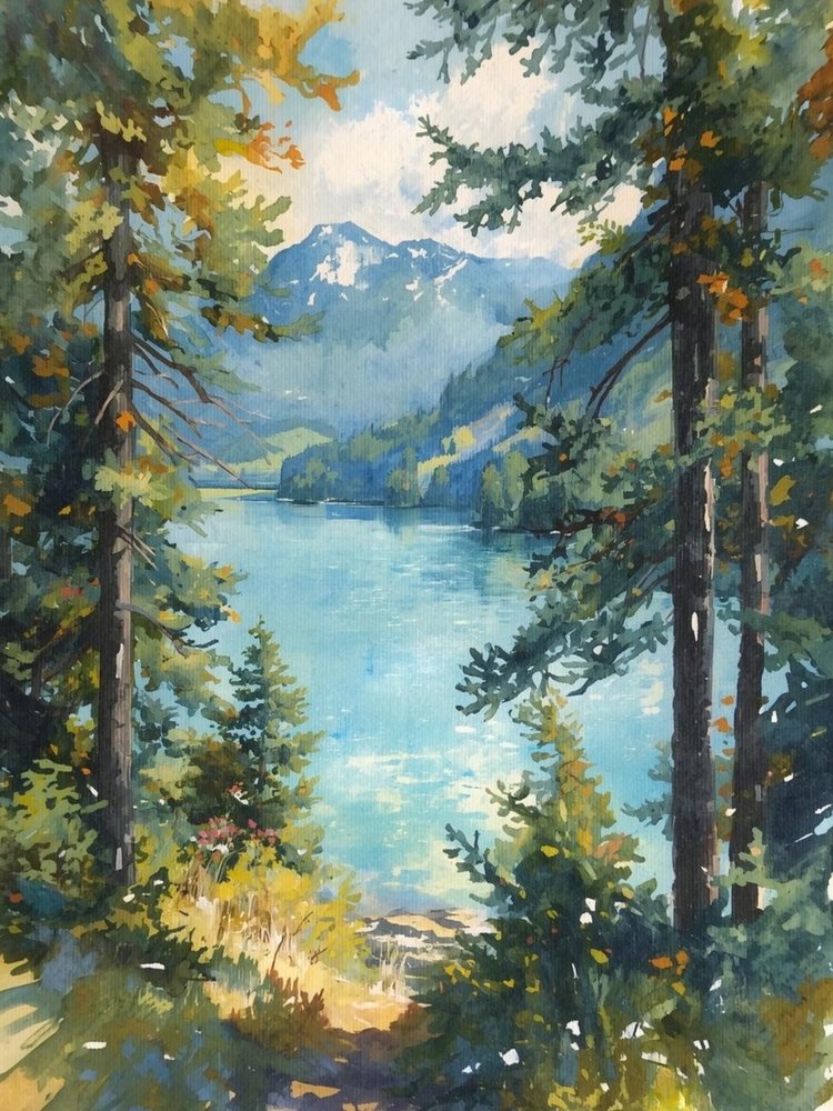 Vue sereine sur un lac de montagne - Ohkimiko