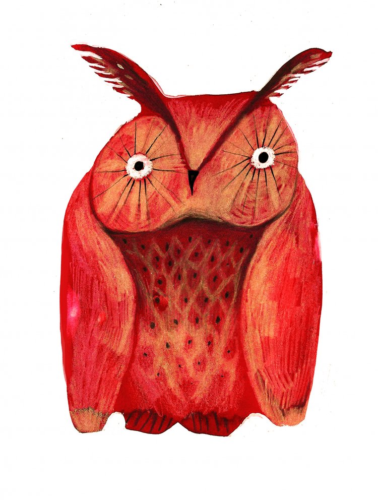 Chouette rouge fantaisiste - Olga Skomorokhova