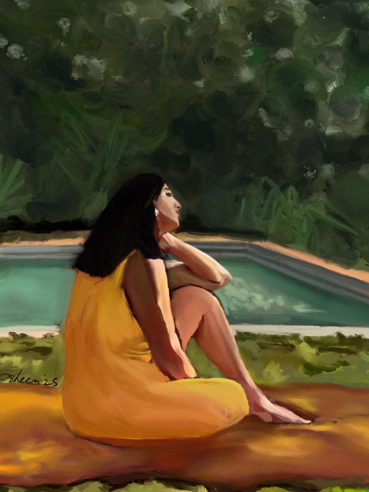 Sérénité en robe jaune - Osheensgallery