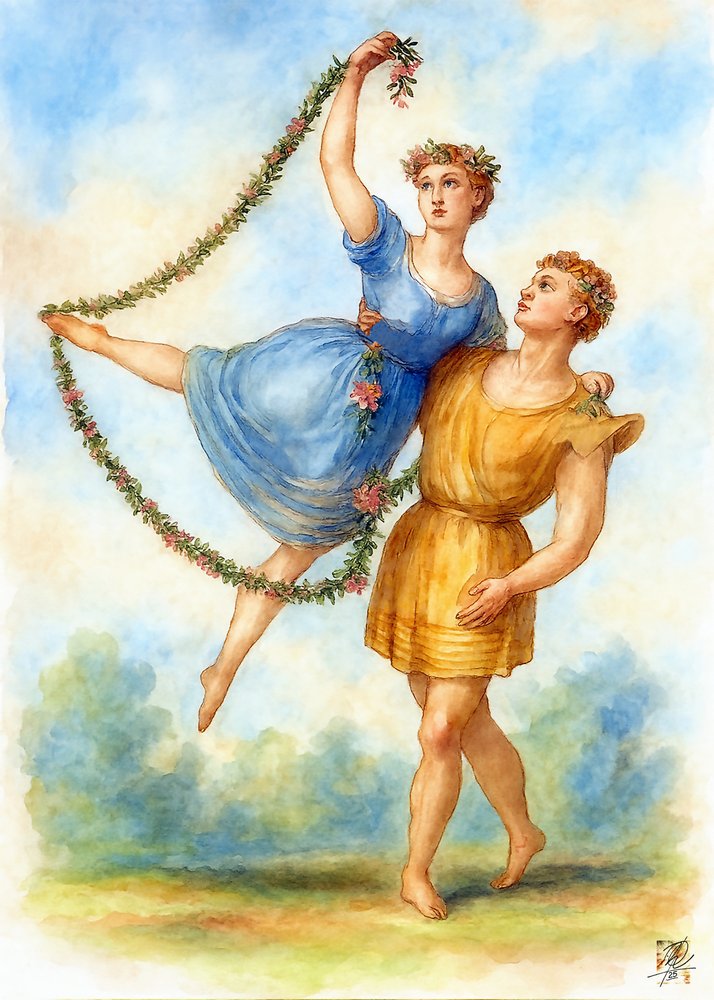 Un couple dansant au printemps - Osvaldo Russo