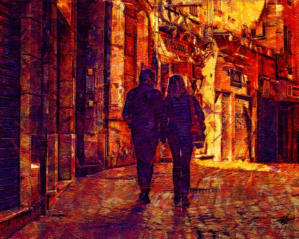 Promenade nocturne romantique en ville - Osvaldo Russo