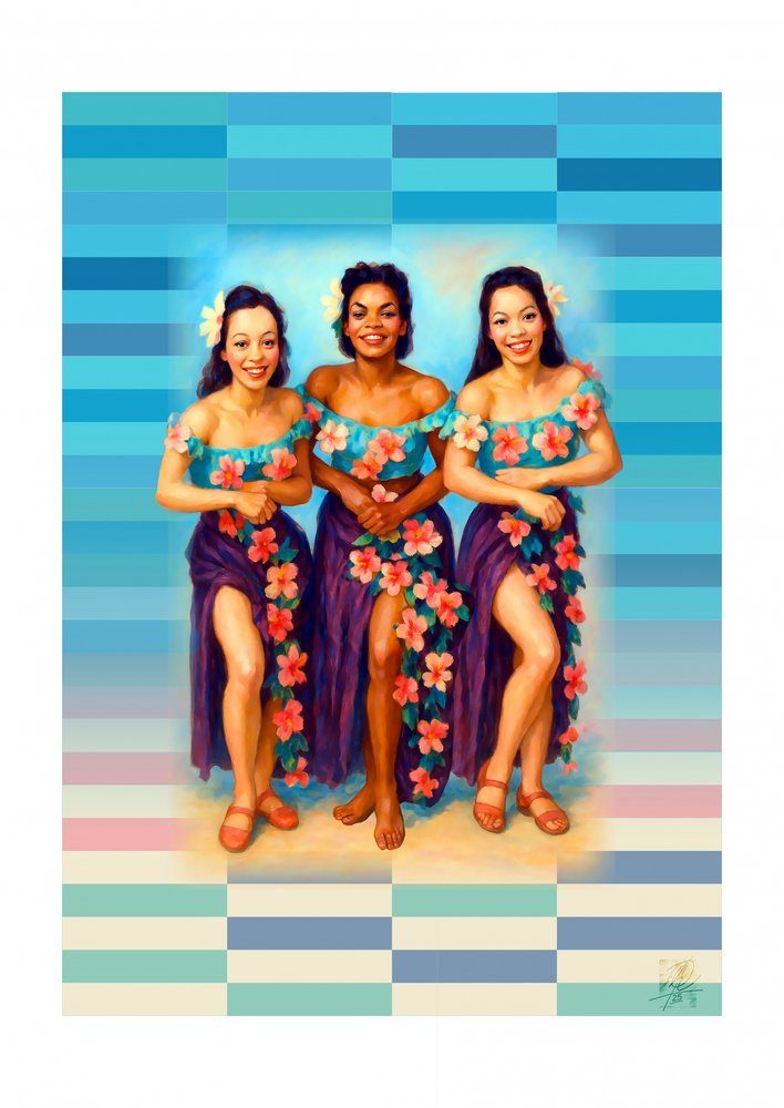 Des danseuses hawaïennes souriantes - Osvaldo Russo