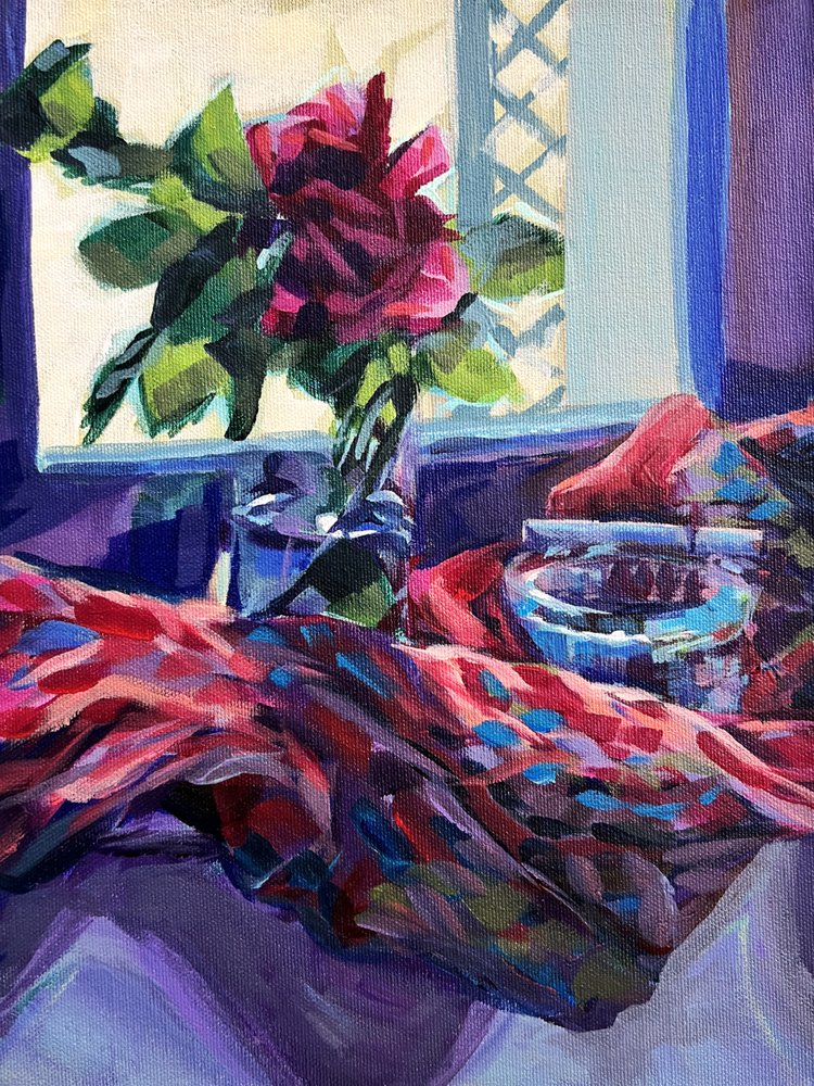 Nature morte à la fenêtre aux roses éclatantes - Pauline Wegman | Key and Sea Creative