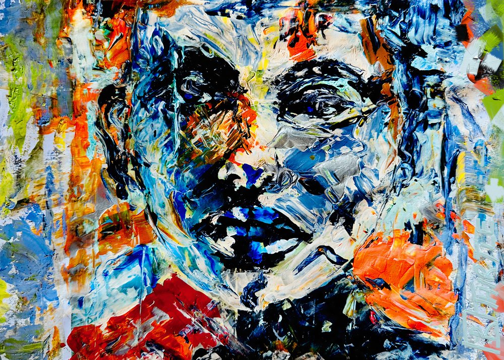 Portrait abstrait aux couleurs vives - Robert Thirtle