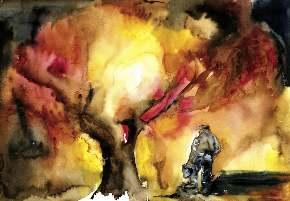 Un homme sous un arbre illuminé - RodMacIver