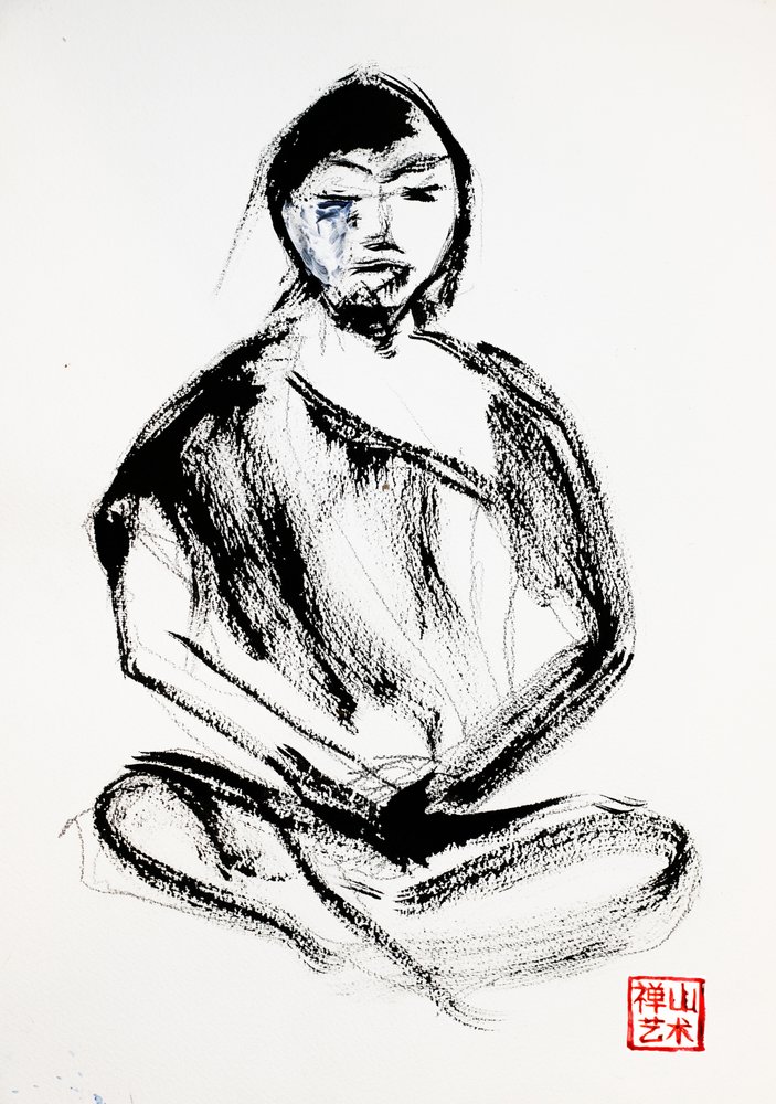 Un moine zen en méditation - RodMacIver