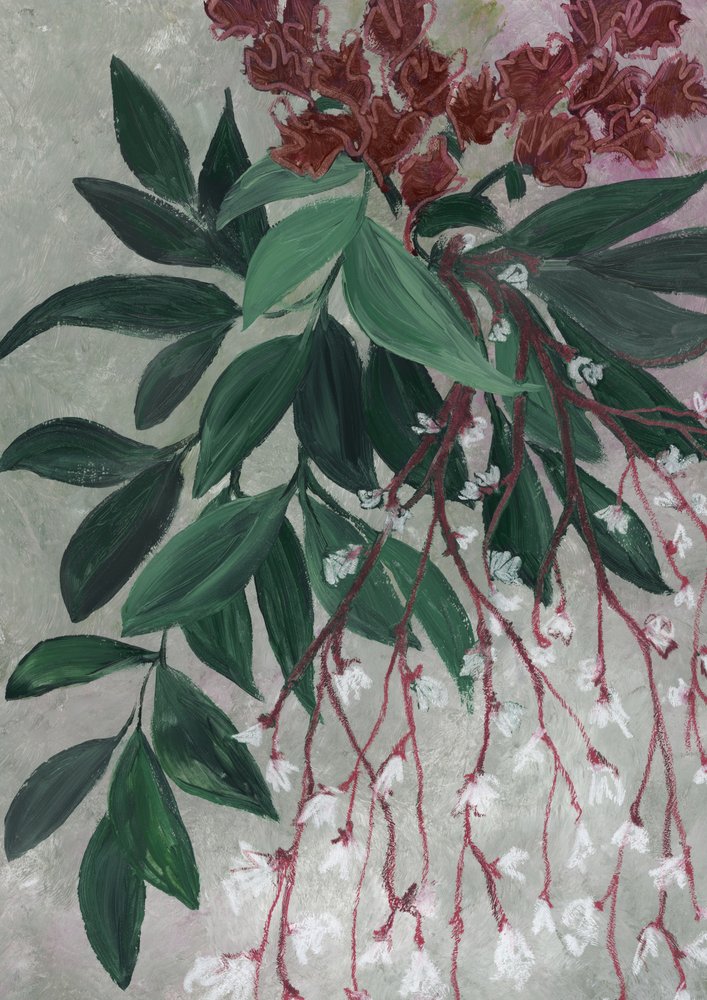Feuilles vertes, fleurs blanches - Rosana Laiz Blursbyai