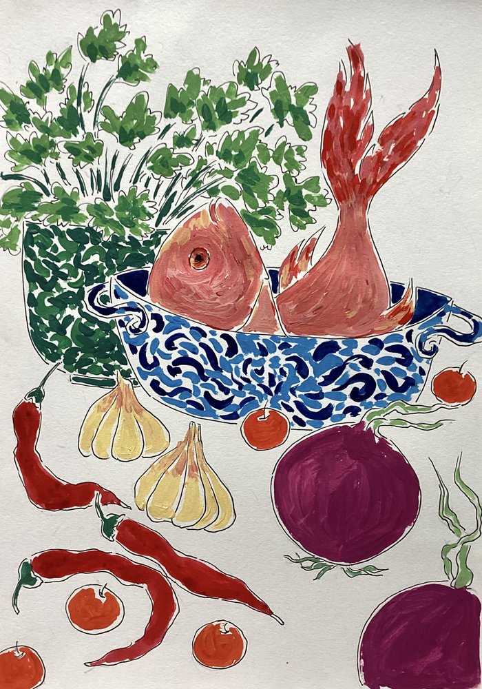 Poisson et légumes frais - Rushati Chowdhury