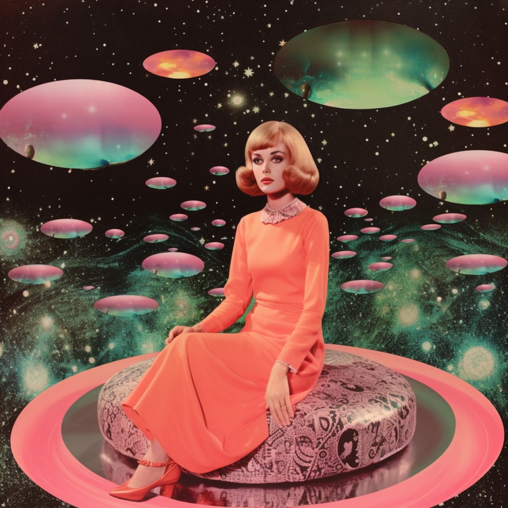 Une femme dans un décor spatial rétro - Samantha Hearn