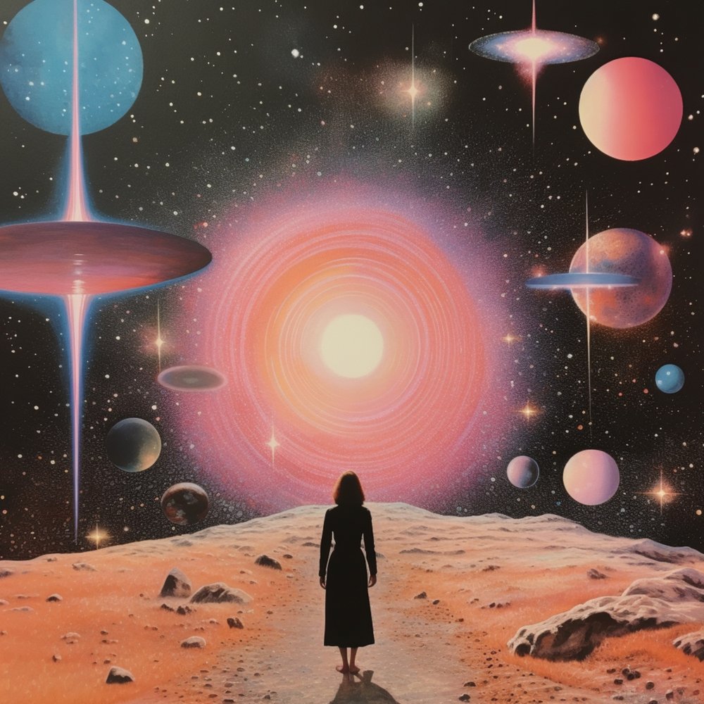 Une femme dans un paysage cosmique - Samantha Hearn
