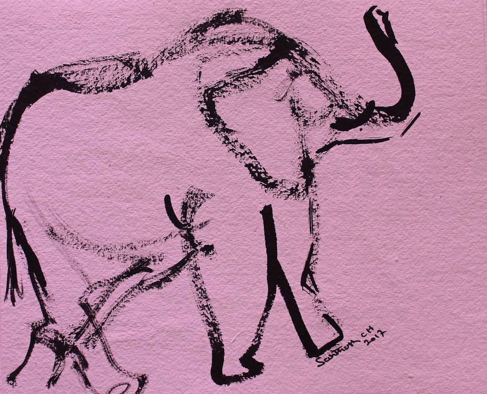 Éléphant rose abstrait - Santhosh ch