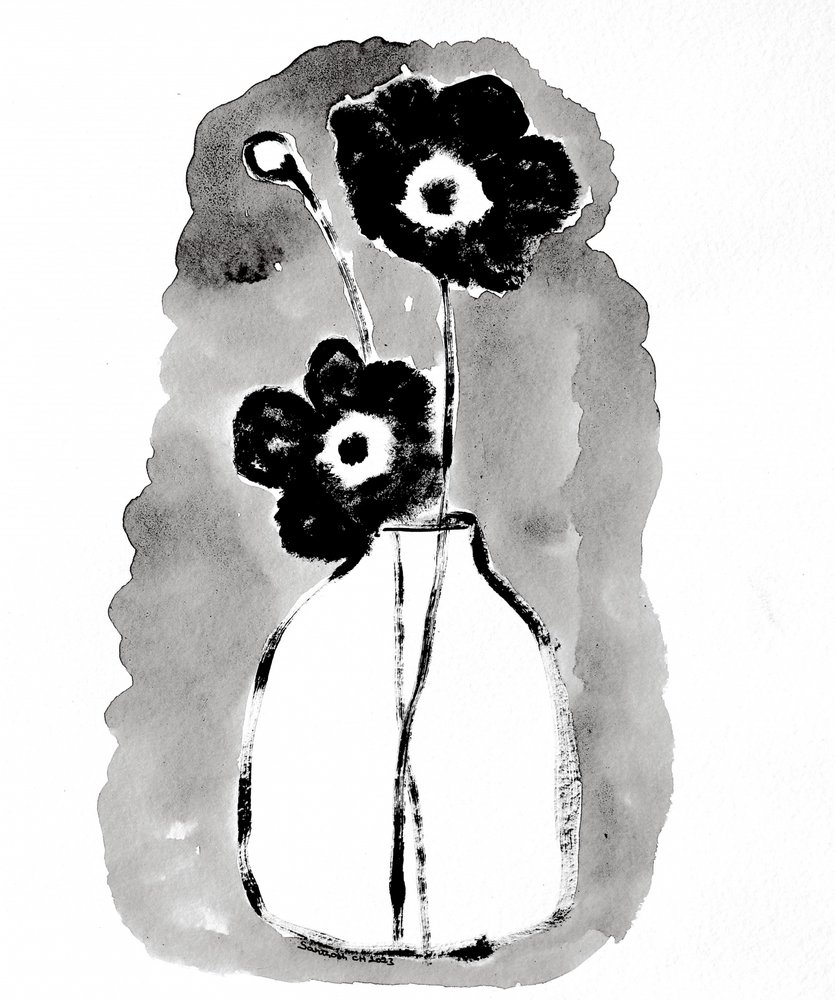 Fleurs sombres dans un vase - Santhosh ch